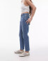 Фото #2 товара Topshop cropped mid rise straight jeans with raw hems in mid blue