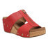 Фото #2 товара Corkys Taboo Studded Embossed Wedge Womens Red Casual Sandals 41-0262-RED