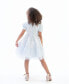 Little Girls Cap Sleeves 3D Floral Mesh Social Dress