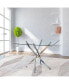 Contemporary Square Clear Dining Tempered Glass Table With Silver Finish Stainless Steel Legs