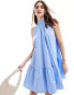 & Other Stories sleeveless mini dress with tiered hem and back bow tie in blue BLAU, M - EU 40-42 - фото #1