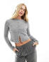 Фото #1 товара Miss Selfridge rib cardi in silver grey