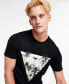 Men's Embossed Palm Tree Triangle Logo Graphic T-Shirt