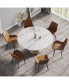 Фото #3 товара Modern artificial stone round white carbon steel base dining table-can accommodate 6 people