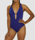 Фото #1 товара JETS SWIMWEAR AUSTRALIA 255110 Women's Plunge One-Piece Swimsuits Size 4