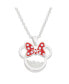 ფოტო #1 პროდუქტის Minnie Mouse Womens Silver Plated Birthstone Shaker Necklace - 18+2''