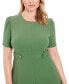 ფოტო #1 პროდუქტის Women's Puff-Sleeve Tab-Detail Fit & Flare Dress