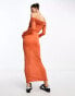 COLLUSION textured bardot maxi dress in orange