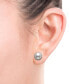 ფოტო #2 პროდუქტის Cultured Freshwater Pearl (7mm) & Diamond (1/8 ct. t.w.) Halo Stud Earrings in 14k Gold, Created for Macy's