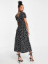 Фото #2 товара Miss Selfridge Petite knot front midi dress in mono polka dot