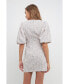 Women's Floral Balloon Sleeve Dress with Lace Texture