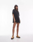 Topshop button down souvenior playsuit in black cupro