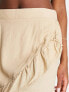 Vero Moda linen touch frill wrap mini skirt in beige