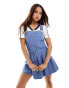 Фото #1 товара ASOS DESIGN dungaree playsuit with box pleat wrap skort in dusky blue