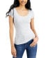 ფოტო #6 პროდუქტის Juniors' Scoop-Neck Cap-Sleeve T-Shirt