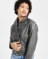 ფოტო #4 პროდუქტის Juniors' Distressed Asymmetric Moto Jacket, Created for Macy's