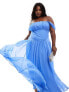 ASOS DESIGN Curve drape off shoulder dropped waist maxi dress in cornflower blue