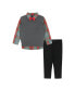 ფოტო #1 პროდუქტის Toddler/Child Boys Holiday Check Button-down w/Vest Set