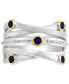 ფოტო #5 პროდუქტის EFFY® Sapphire (3/8 ct. t.w.) & Diamond (1/20 ct. t.w.) Multirow Statement Ring in Sterling Silver and 18k Gold