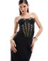 Фото #2 товара ASOS DESIGN corset maxi dress with floral embroidery in black