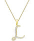 Фото #3 товара Macy's diamond Accent Script 18" Initial Pendant Necklace in Silver Plate, Gold Plate & Rose Gold Plate