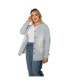 ფოტო #1 პროდუქტის Women's Plus Size Pinstripe Denim Collarless Jacket