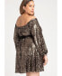 Фото #3 товара Plus Size Sequin Mini Dress With Bow - 20, Black Gold Sequin