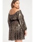 Фото #3 товара Plus Size Sequin Mini Dress With Bow