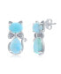 Sterling Silver Larimar Cat Stud Earrings