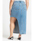 Plus Size High Low Asym Hem Denim Skirt