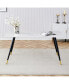 Фото #8 товара Minimalist White Marble Dining Table, 62"x34.6", Black Legs