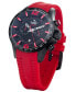 ფოტო #3 პროდუქტის Men's Chronograph Hurricane Red Silicone Strap Watch 46mm