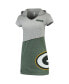 Women's Gray and Green Green Bay Packers Hooded Mini Dress