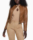 Фото #4 товара Women's Faux-Leather Moto Jacket with Snap Collar