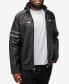 Men's Grainy Polyurethane Leather Hooded Jacket with Faux Shearling Lining