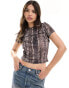 Фото #1 товара ASOS DESIGN mesh baby tee with brown denim patchwork graphic