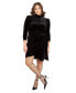 Plus Size Velvet Mini Dress With Wrap Skirt