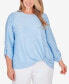 Plus Size Scoop Neck Textured Knit Top with Side Detail