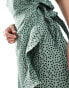 Фото #3 товара ONLY frill wrap mini dress in green spot