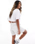 The Frolic cropped boxy tulle bow t-shirt in white