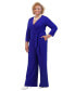 ფოტო #3 პროდუქტის Women's Tie-Waist 3/4-Sleeve Wide-Leg Jumpsuit