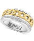 ფოტო #1 პროდუქტის EFFY® Men's White Sapphire Chain Link Ring (1/2 ct. t.w.) in Sterling Silver and 14k Gold-Plate