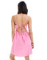 Vero Moda skater dress with strappy back in pink cosmos Розовый, XL - EU 42 - фото #3