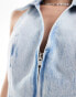 Фото #3 товара ASOS DESIGN denim zip front top in bleach