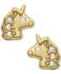 Children's Cubic Zirconia Unicorn Stud Earrings in 14k Gold