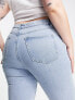 In The Style Plus x Perrie Sian straight leg jean in mid blue wash