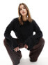 Фото #1 товара Monki cropped long sleeve knitted top in black