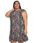 Фото #3 товара Plus Size Floral-Print Flutter-Sleeve Dress