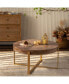 Фото #1 товара 33.86"Modern Retro Splicing Round Coffee Table, Fir Wood Table Top With Gold Cross Legs Base