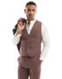 Фото #1 товара ASOS DESIGN wedding slim suit waistcoat in burgundy microtexture